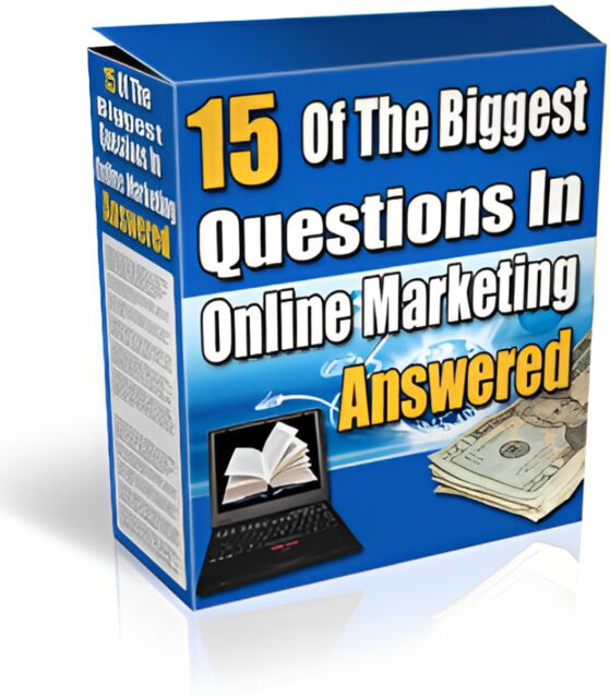 eCover representing 15 Of The Biggest Questions In Online Marketing eBooks & Reports/main img width < 301px/Can be translated with Master Resell Rights