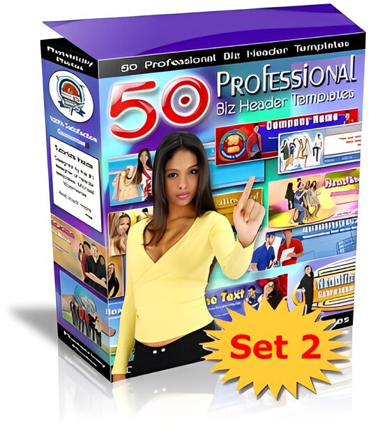 eCover representing 50 Professional Biz Header Templates : Set 2  with Private Label Rights