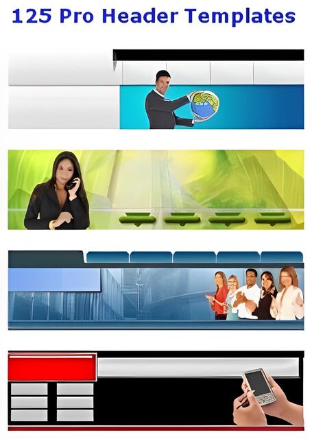 eCover representing 125 Pro Header Templates  with Master Resell Rights