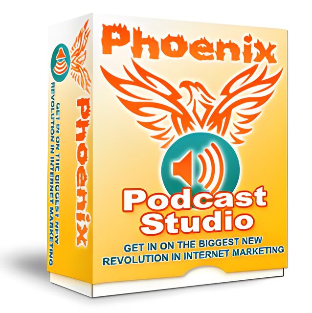 eCover representing Phoenix Podcast Studio Software & Scripts with Master Resell Rights