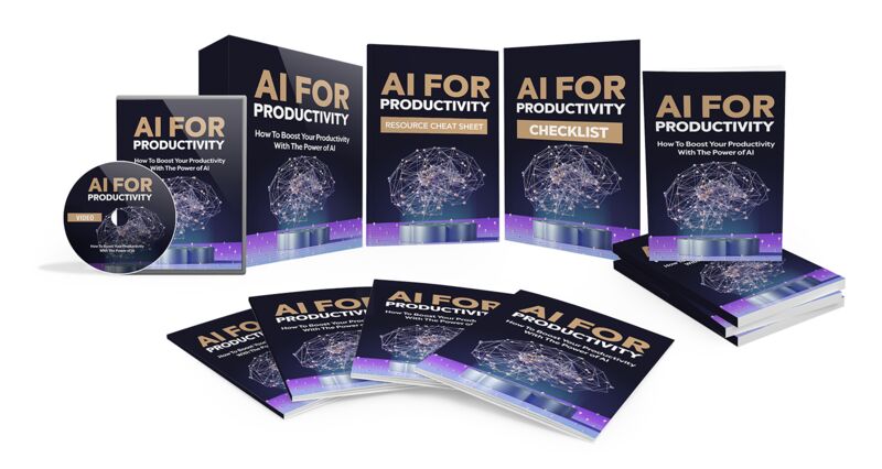 eCover representing AI for Productivity Video Upgrade Videos, Tutorials & Courses with Master Resell Rights