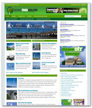 eCover representing Wind And Solar Niche Blog  with Private Label Rights