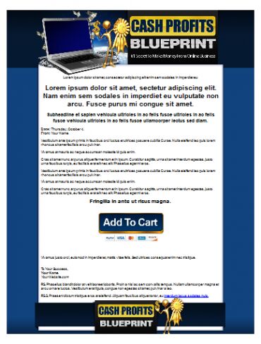 eCover representing Cash Profits Blueprint Template  with Personal Use Rights