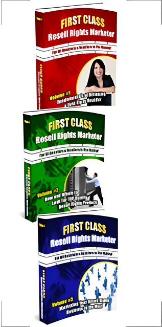 eCover representing First Class Resell Rights Marketer : Triple Pack eBooks & Reports with Master Resell Rights