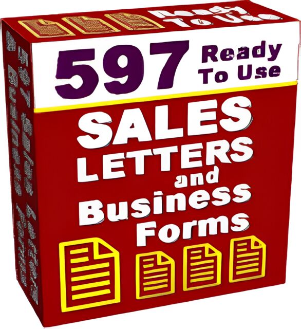 eCover representing 597 Business Letters Library Software & Scripts with Master Resell Rights